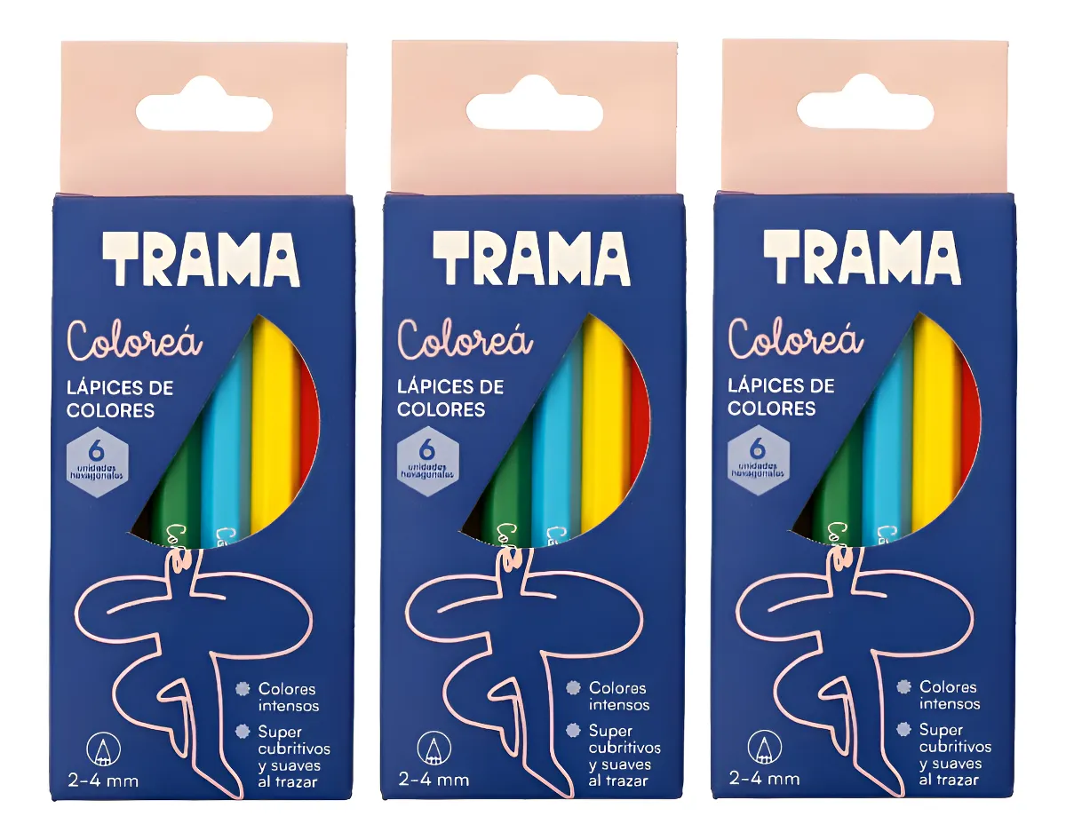 PACK LAPICES DE COLOR TRAMA CORTO X 6 CLASICO X24 ESTUCHE