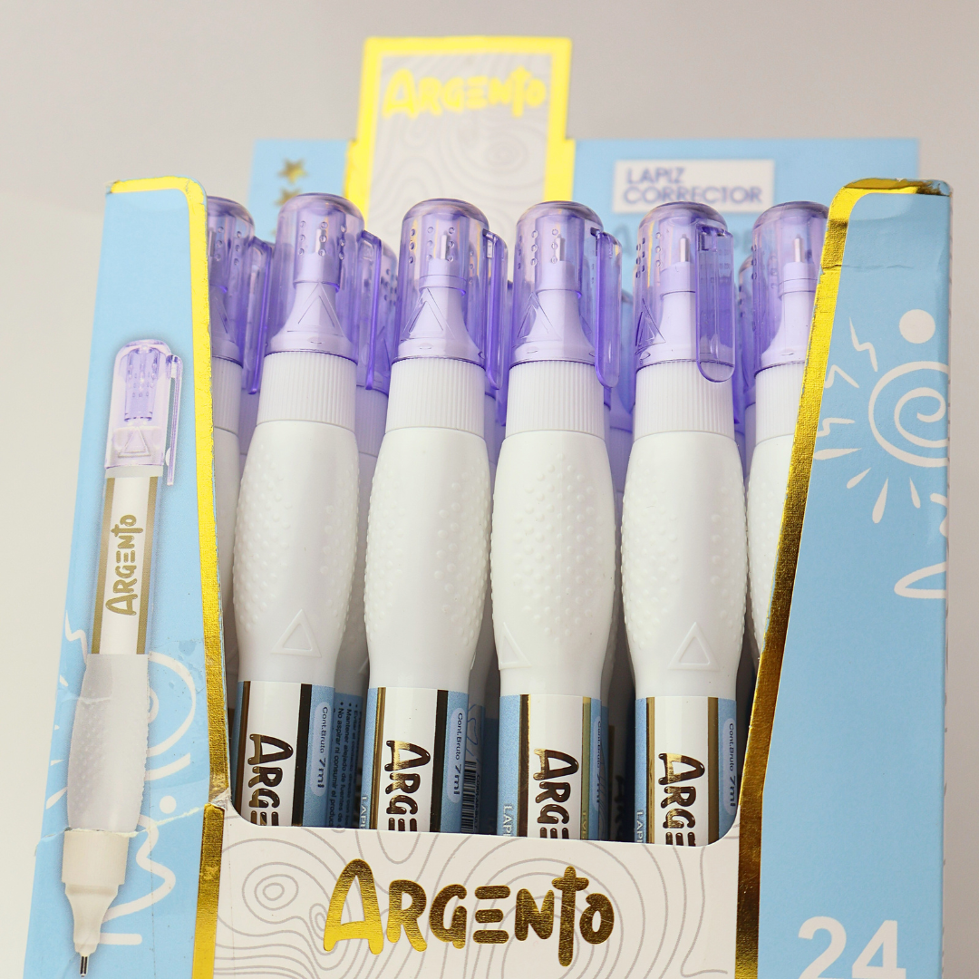 PACK LAPIZ CORRECTOR LIQUIDO ARGENTO X24