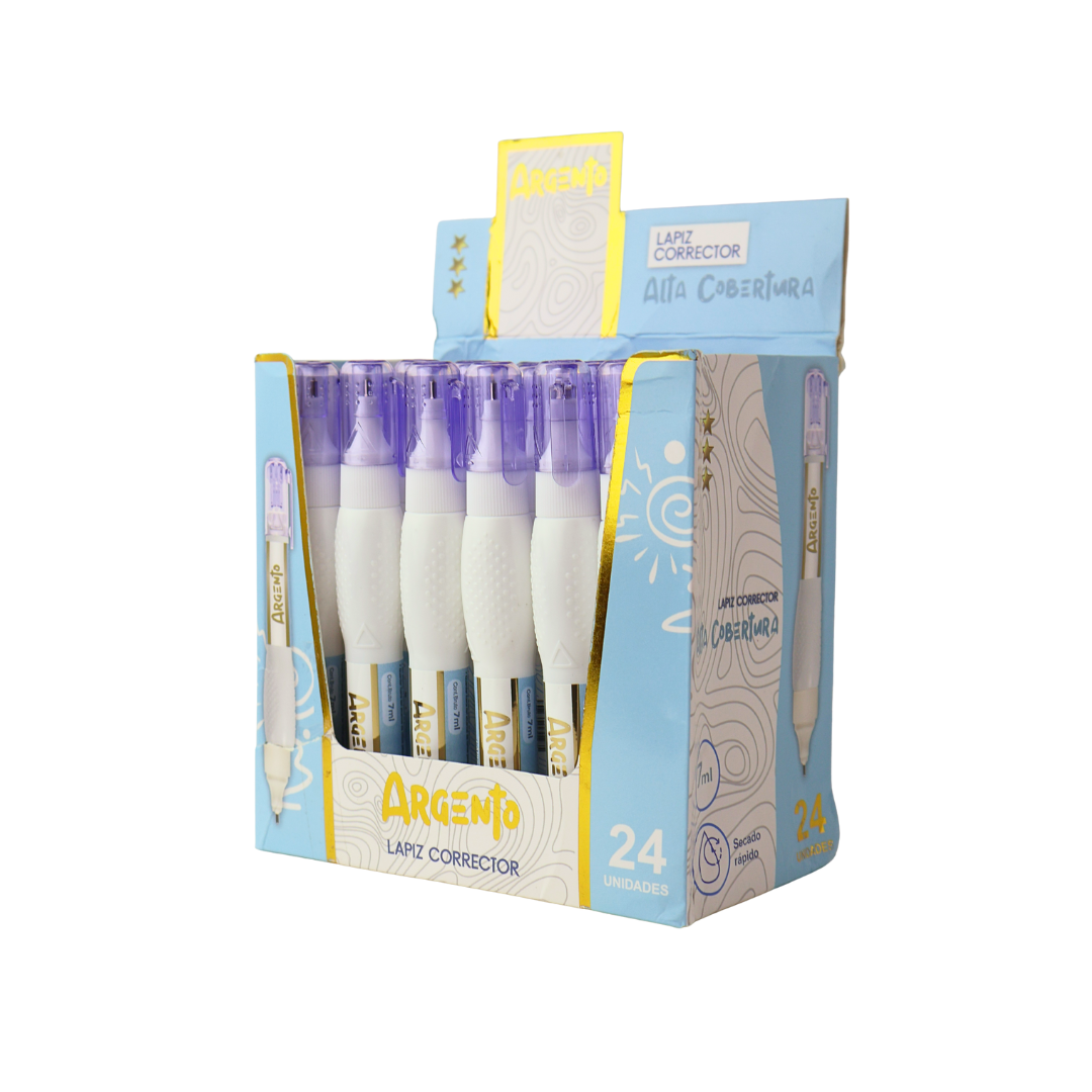 PACK LAPIZ CORRECTOR LIQUIDO ARGENTO X24
