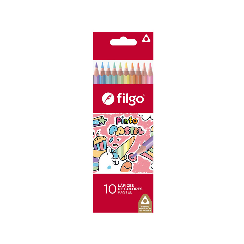 PACK LAPIZ DE COLOR PINTO FILGO X10 PASTEL X12 ESTUCHE