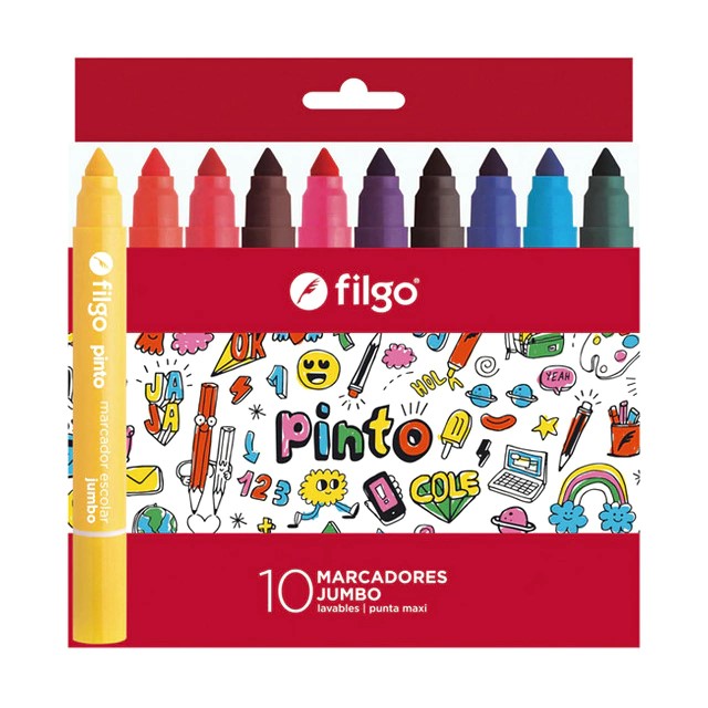 MARCADOR ESCOLARES FILGO PINTO JUMBO X10 PACK X12 ESTUCHES