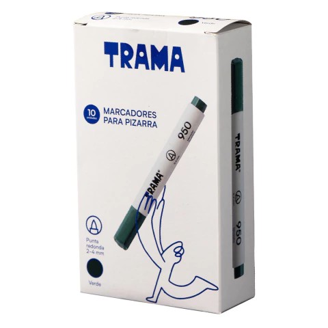 PACK MARCADORES TRAMA P/PIZARRA PUNTA REDONDA 950 VERDE X10 UND