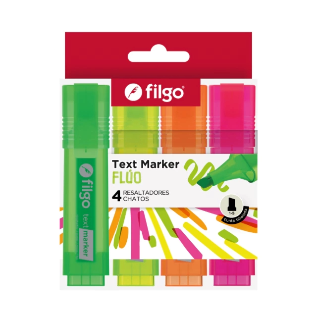 PACK RESALTADOR TEXT MARKER FILGO X4 FLUO X30 ESTUCHES