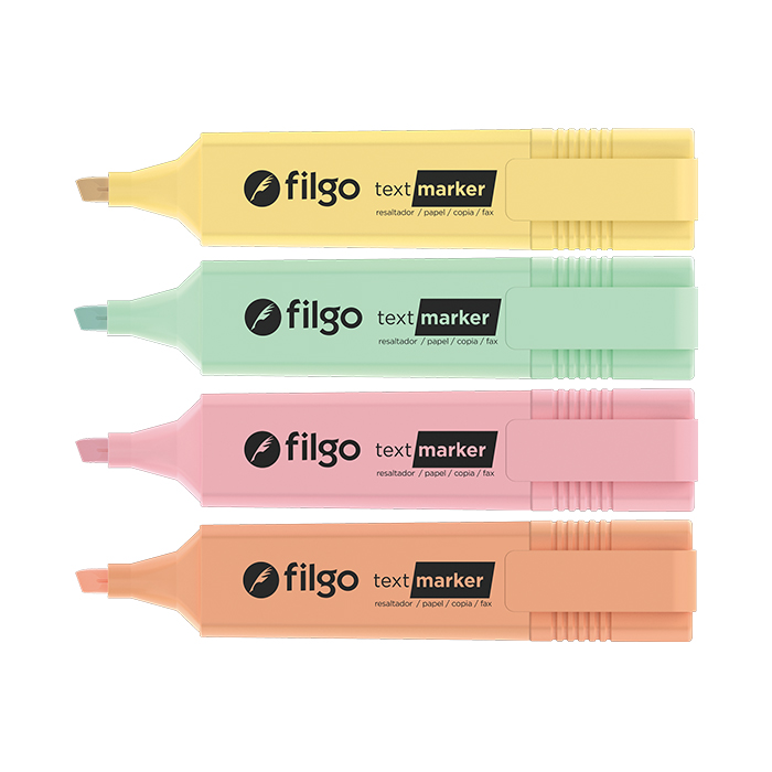 PACK RESALTADOR TEXT MARKER FILGO X4 PASTEL X30 ESTUCHES