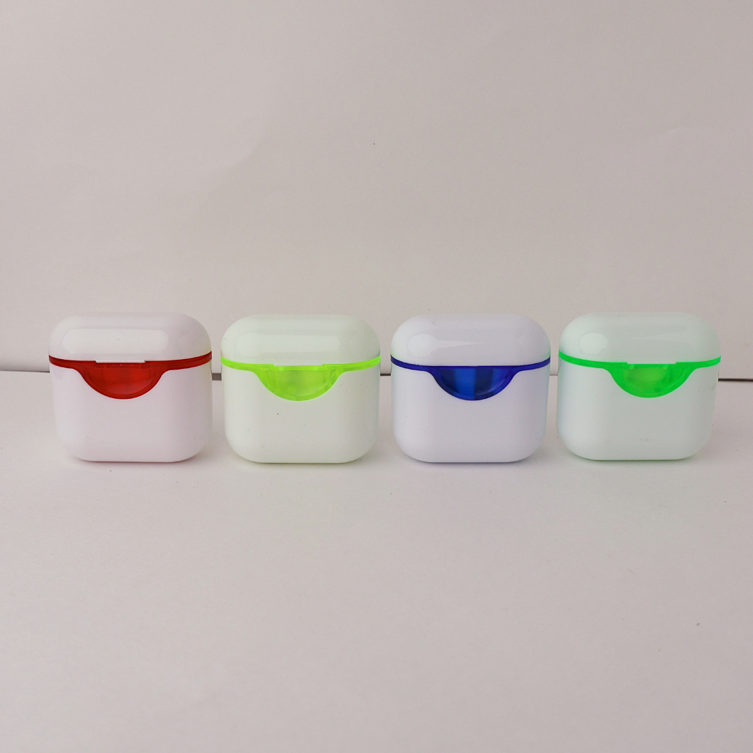 PACK SACAPUNTAS C/DEPOSITO ARGENTO 2ORIFICIOS TIPO AIRPODS X12