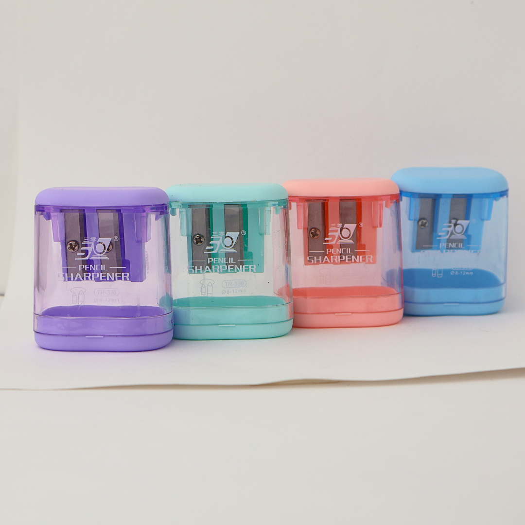 PACK SACAPUNTAS HEXAGONAL C/DEPOSITO ARGENTO 2ORIFICIOS PASTEL X12UND