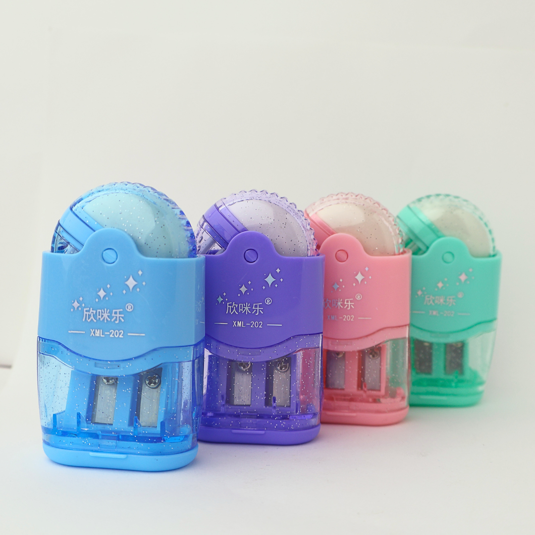 PACK SACAPUNTAS MULTIFUNCIONAL ARGENTO C/DEPOSITO, GOMA Y CEPILLO X24UND