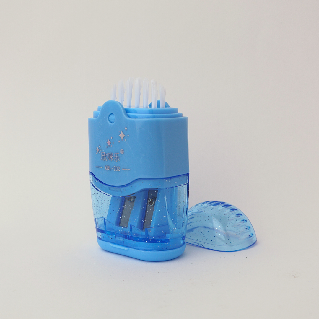 PACK SACAPUNTAS MULTIFUNCIONAL ARGENTO C/DEPOSITO, GOMA Y CEPILLO X24UND