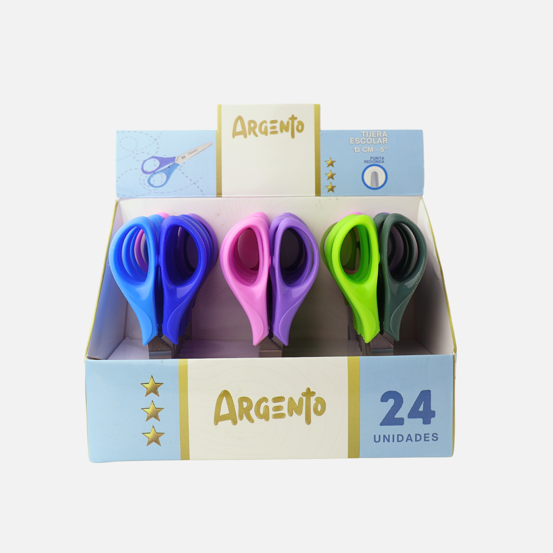 TIJERA ESCOLAR ARGENTO 13CM PACK X24 UND