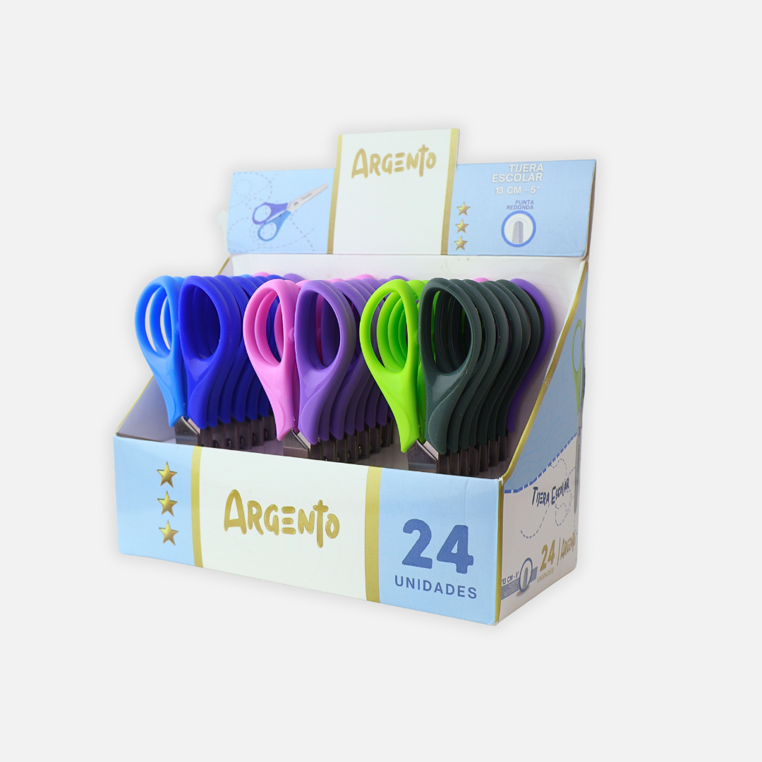 TIJERA ESCOLAR ARGENTO 13CM PACK X24 UND
