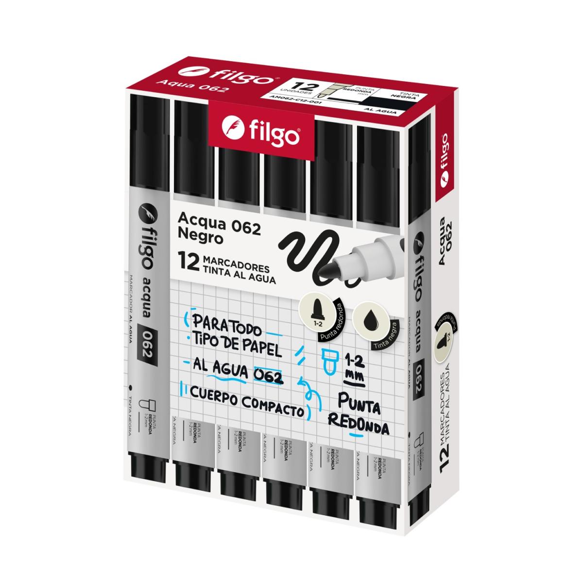 PACK MARCADOR ACQUA 062 FILGO P/REDONDA X12