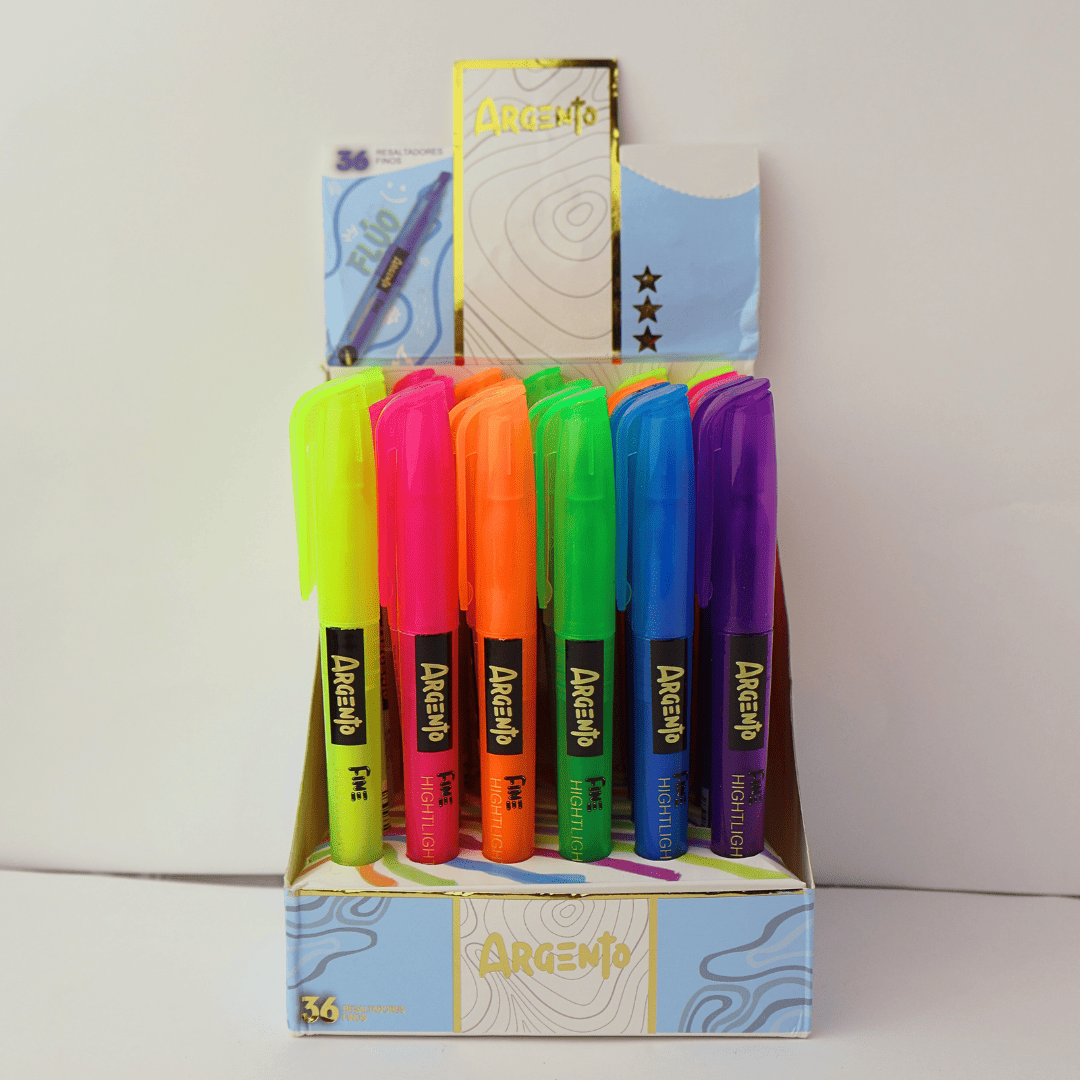 COMBO RESALTADOR FLÚO ARGENTO X15 PACKS DE 36 UND