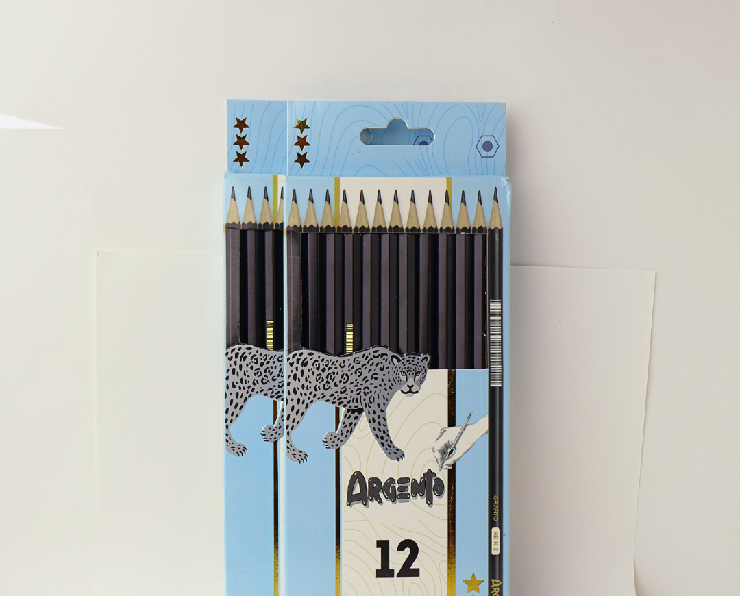 COMBO LAPICES NEGROS ARGENTO X12 UND PACK X12 ESTUCHES