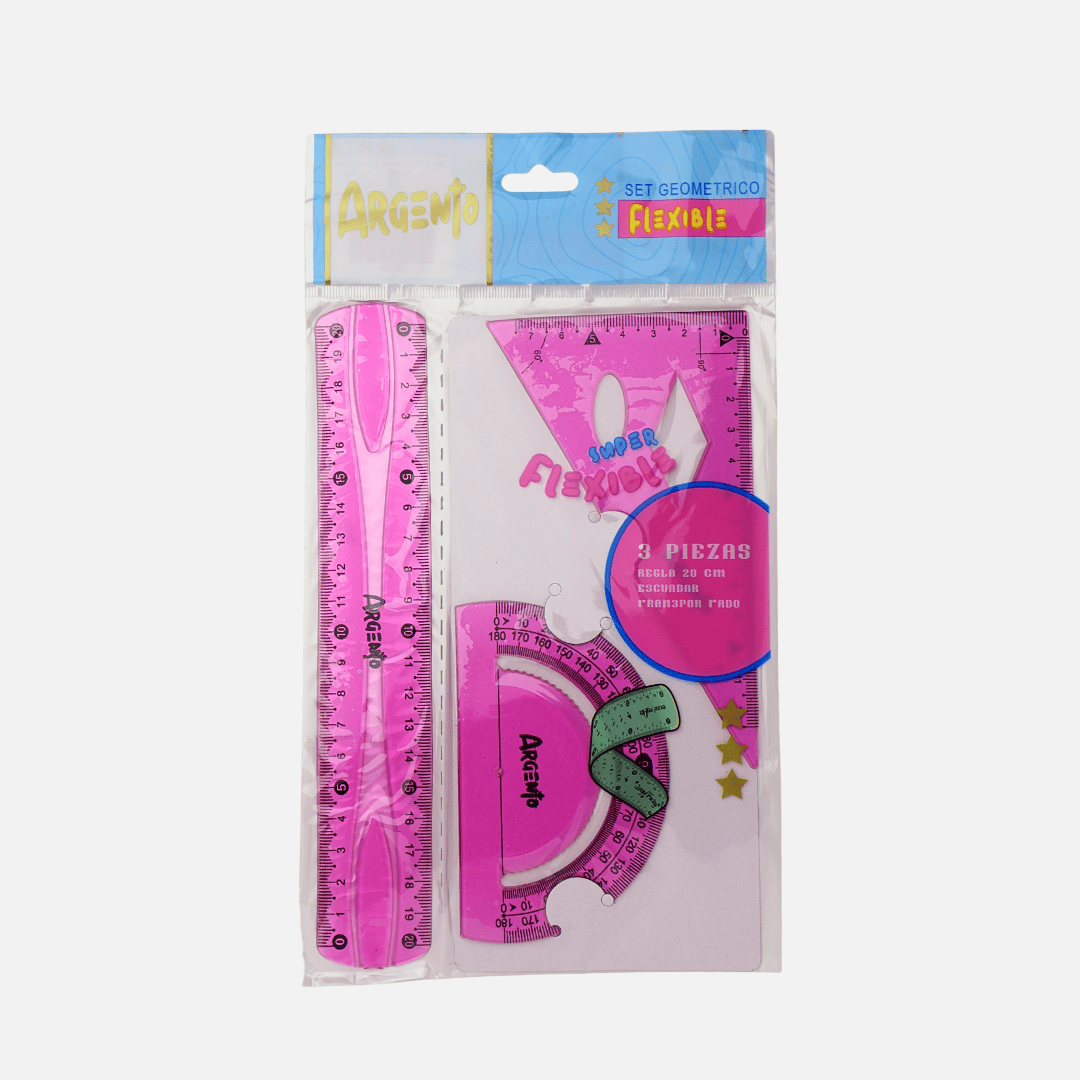 COMBO SET DE REGLA ARGENTO FLEXIBLE X8 PACK X24 UND ARGENTO