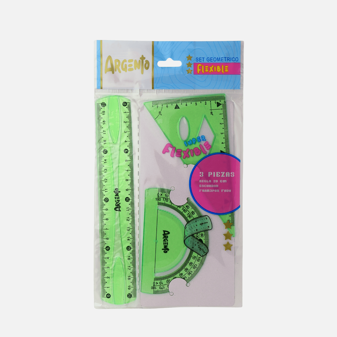 COMBO SET DE REGLA ARGENTO FLEXIBLE X8 PACK X24 UND ARGENTO