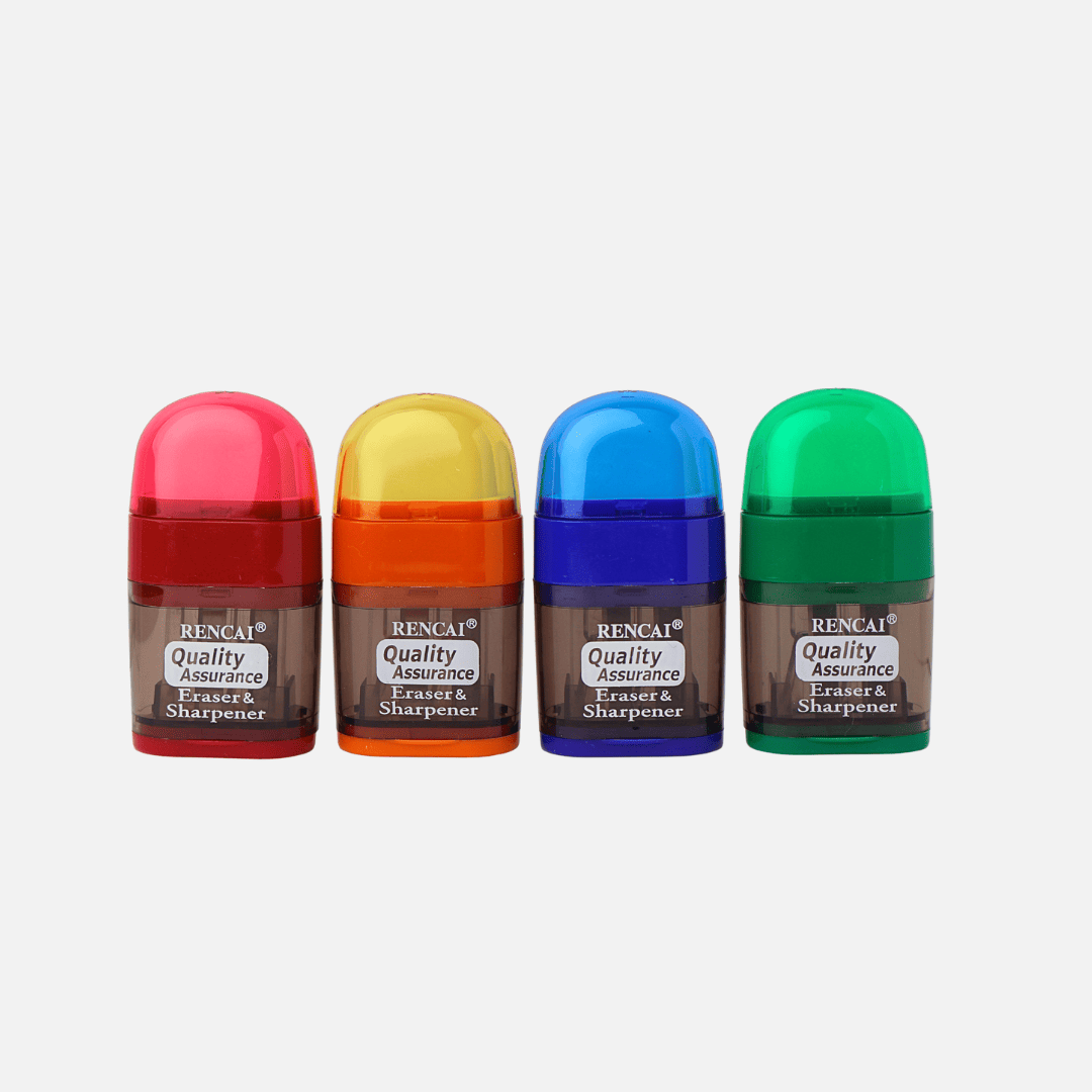 COMBO SACAPUNTAS C/DEPOSITO Y GOMA DE BORRAR ARGENTO X10 PACKS X12 UND ARGENTO