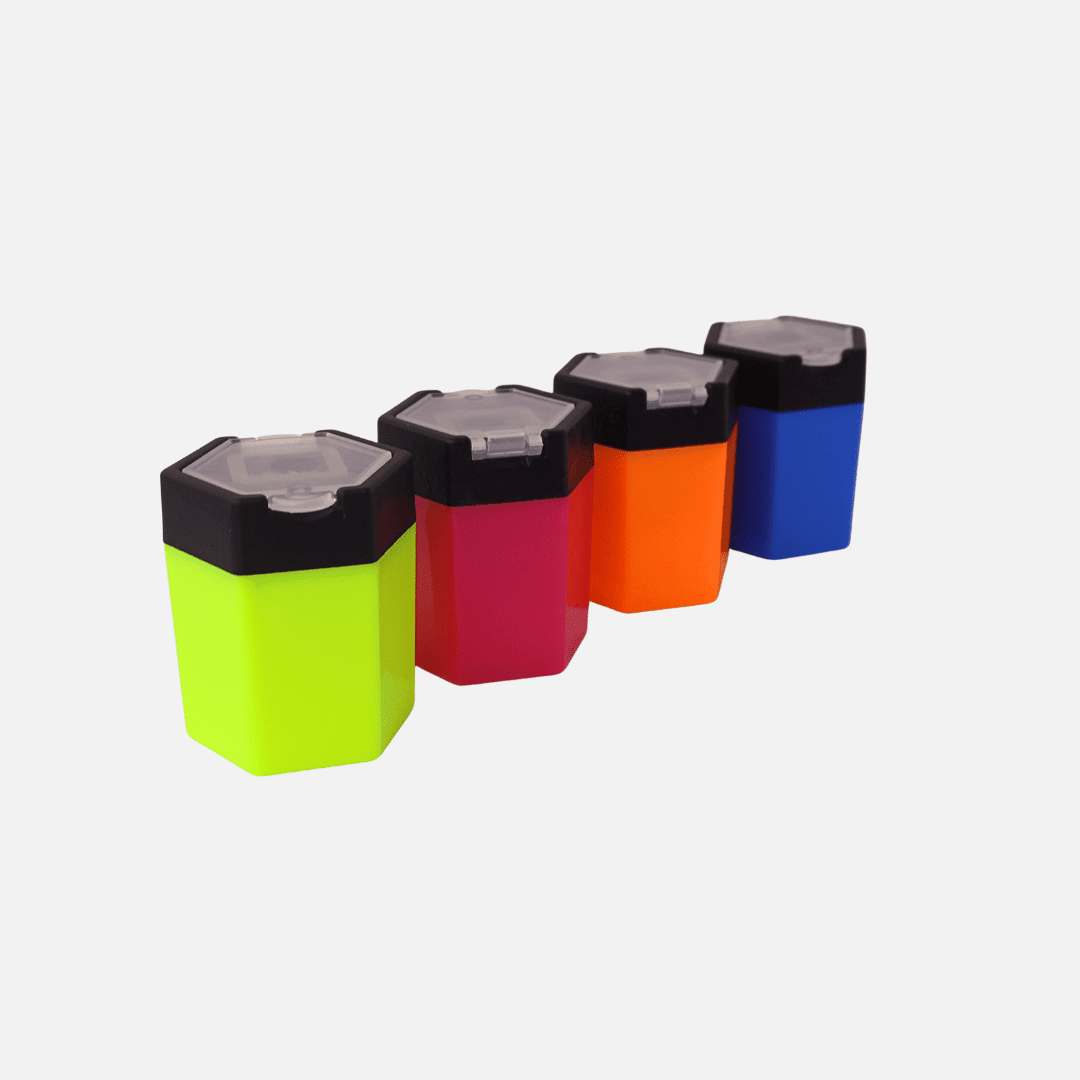 COMBO SACAPUNTAS HEXAGONAL C/DEPOSITO ARGENTO FLUO X24 PACKS X12 UND