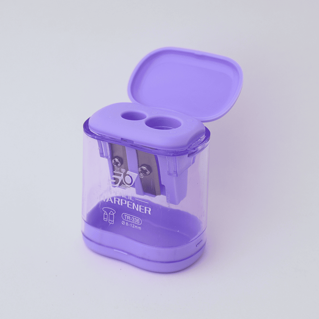 COMBO SACAPUNTAS HEXAGONAL C/DEPOSITO ARGENTO 2ORIFICIOS PASTEL X24 PACKS X12 UND