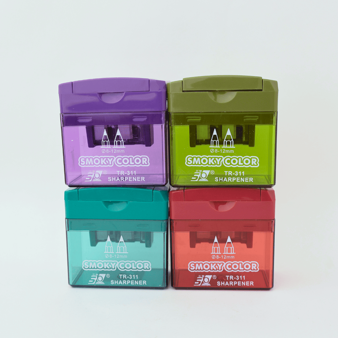 COMBO SACAPUNTAS CUADRADO C/DEPOSITO ARGENTO 2ORIFICIOS X10 PACKS X24 UND