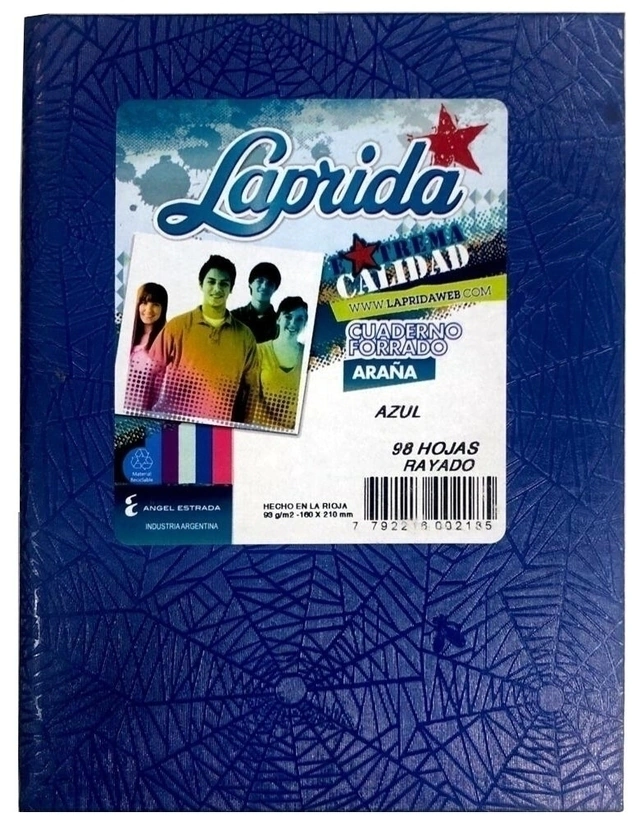 CUADERNO ARAÑA 16X21 (N°1) LAPRIDA X98H RAYADO COLORES SURT XU