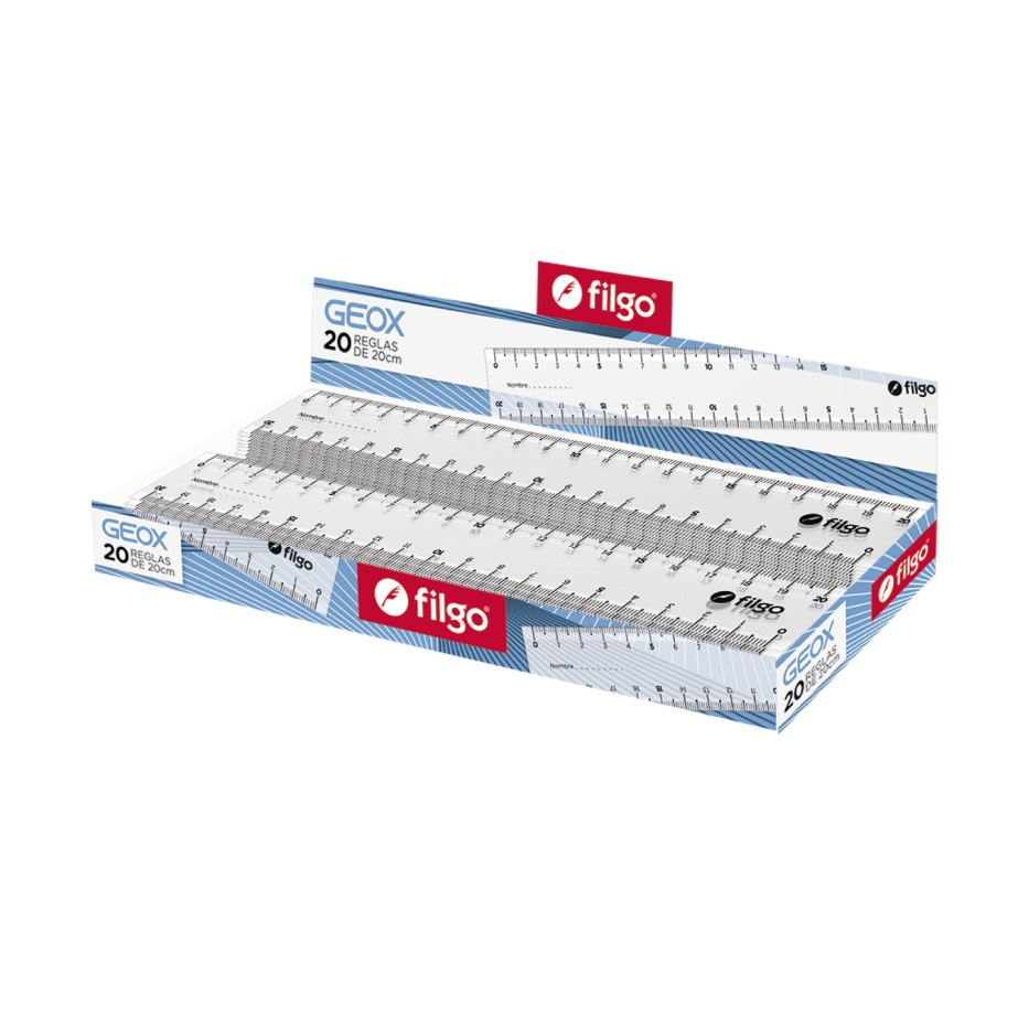 REGLA FILGO GEOX 20 CM PACK X 20 UND