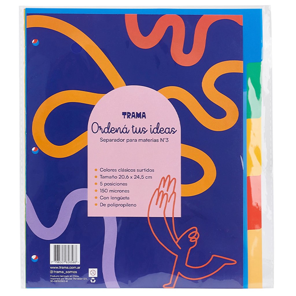 SEPARADOR DE PAGINA TRAMA N°3 C/LENGÜETA COLORES COMUN