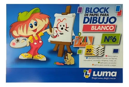 BLOCK DE DIBUJO LUMA N6 BLANCO X 20 HJS PACK X 5 UND