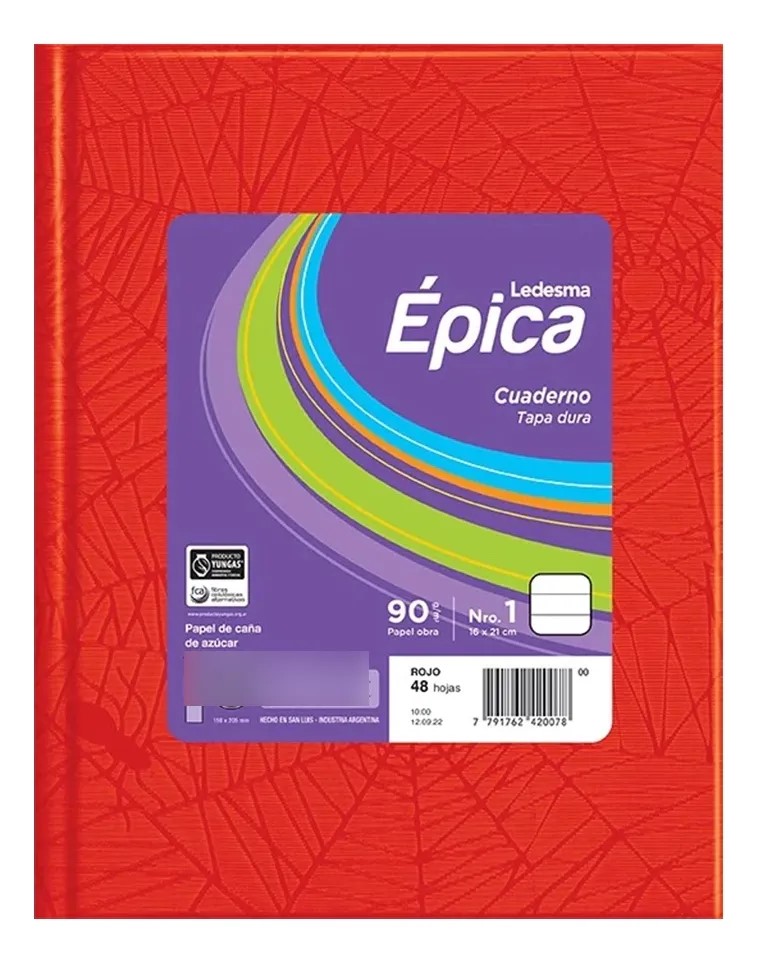 CUADERNO EPICA 16X21 N1 ARAÑA RAYADO X 48 HJS