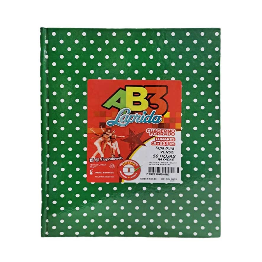 CUADERNO LUNAR 19X24 (N°3) LAPRIDA X50HJS RAYADO COLORES SURT