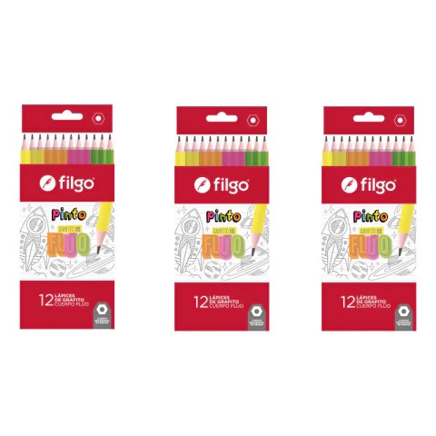 LAPIZ NEGRO HB X12 FILGO PINTO FLUO PACK X12 ESTUCHES