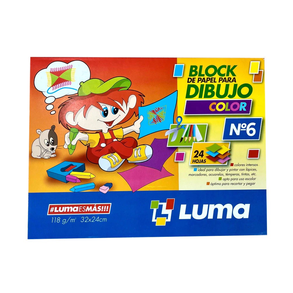 BLOCK DE DIBUJO LUMA N°6 COLOR X 24 HJS PACK X 5 UND