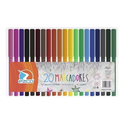 MARCADOR ESCOLARES EZCO X20 PACK X12 ESTUCHES