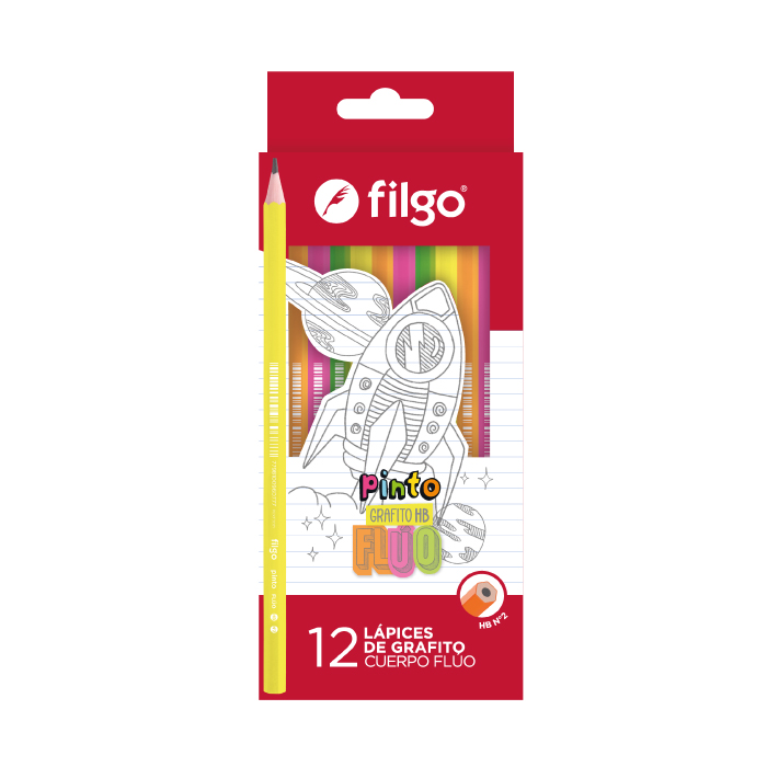 LÁPICES DE GRAFITO CUERPO FLÚO FILGO BULTO X 240 ESTUCHES