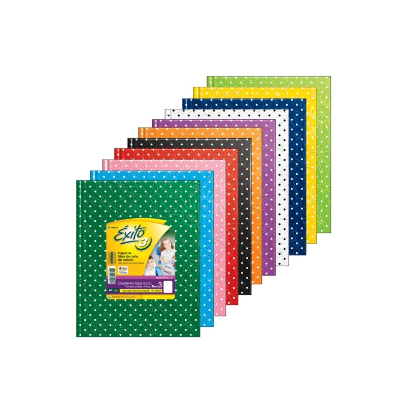 CUADERNO ÉXITO E3 (19X24) LUNARES X 48HJS RAYADAS PACK X8 UND