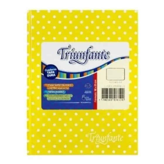 CUADERNO LUNAR 16X21 (N°1) TRIUNFANTE X48HJS RAYADAS COLORES SURT XU