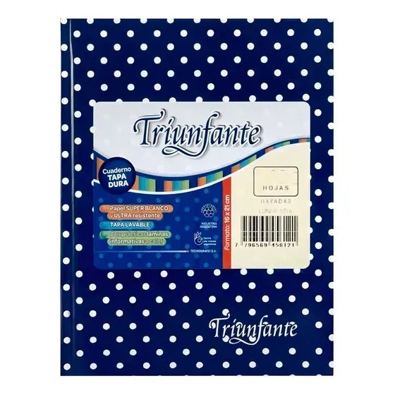 CUADERNO LUNAR 16X21 (N°1) TRIUNFANTE X48HJS RAYADAS COLORES SURT XU