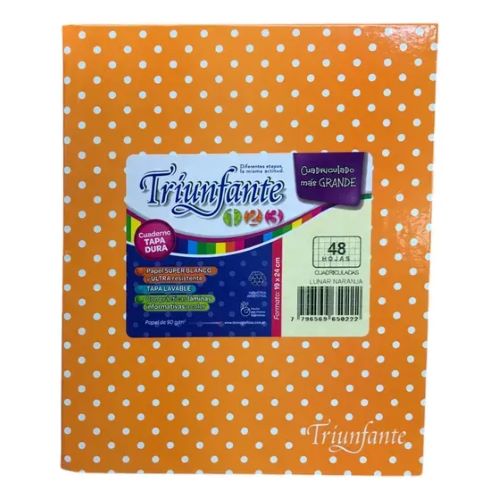 CUADERNO LUNAR 19X24 (N°3) TRIUNFANTE X48HJS RAYADAS COLORES SURT XU