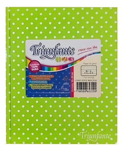 CUADERNO LUNAR 19X24 (N°3) TRIUNFANTE X48HJS RAYADAS COLORES SURT XU