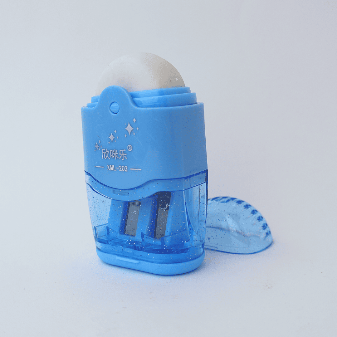 SACAPUNTAS MULTIFUNCIONAL ARGENTO C/DEPOSITO, GOMA Y CEPILLO XUND