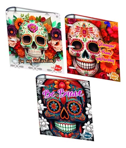 CARPETA INKDROP 3X40 CON 3 ANILLOS - CALAVERAS