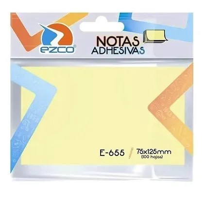 NOTAS ADHESIVA EZCO E-655 75X125MM X100 HJS X AMARILLO