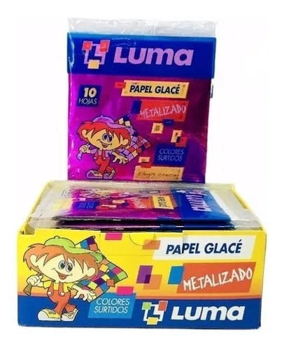 PACK PAPEL GLACE METALIZADO X10HJS LUMA X 50 SOBRES