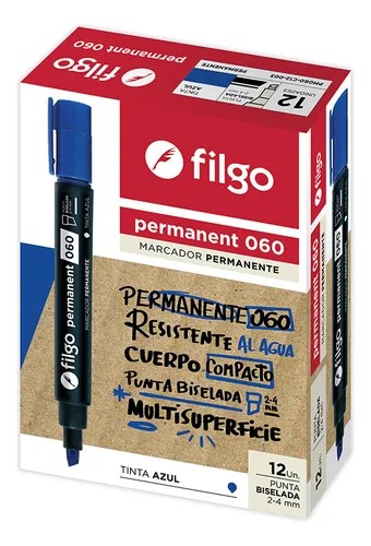 PACK MARCADOR PERMANENTE 060 FILGO P/BISELADA X12UND