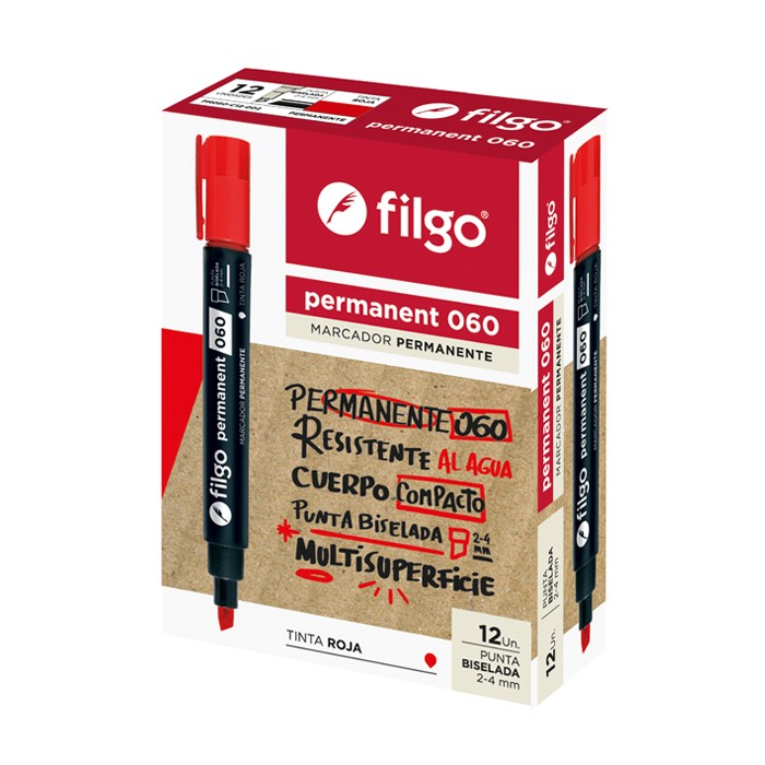 PACK MARCADOR PERMANENTE 060 FILGO P/BISELADA X12UND