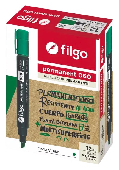 PACK MARCADOR PERMANENTE 060 FILGO P/BISELADA X12UND