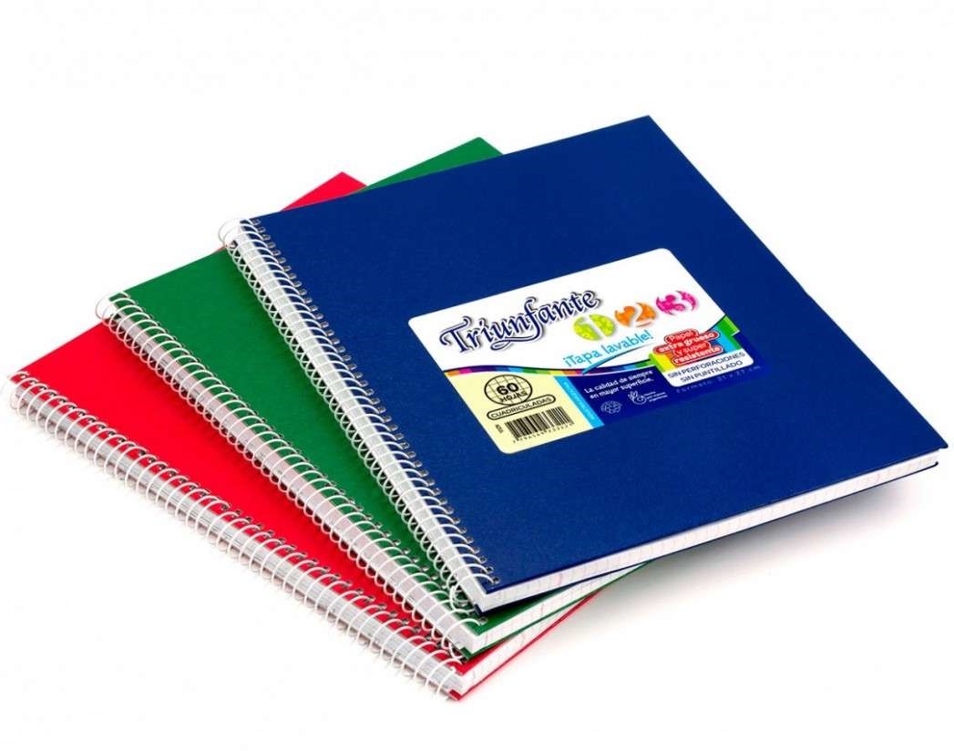CUADERNO 21X27 C/ESP TRIUNFANTE X60HJS RAYADO COLORES SURT XU