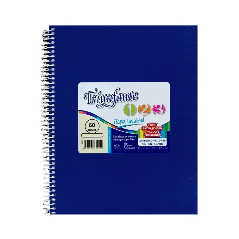 CUADERNO 21X27 C/ESP TRIUNFANTE X60HJS RAYADO COLORES SURT XU