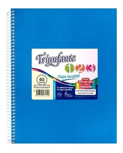 CUADERNO 21X27 C/ESP TRIUNFANTE X60HJS RAYADO COLORES SURT XU