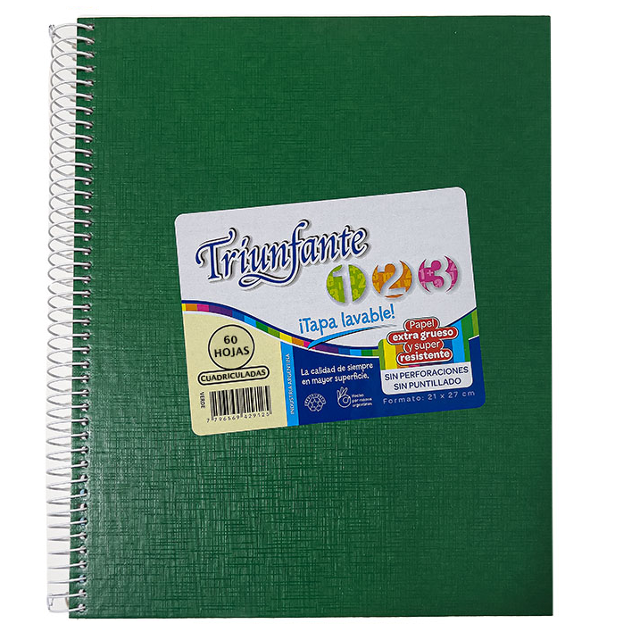 CUADERNO 21X27 C/ESP TRIUNFANTE X60HJS RAYADO COLORES SURT XU