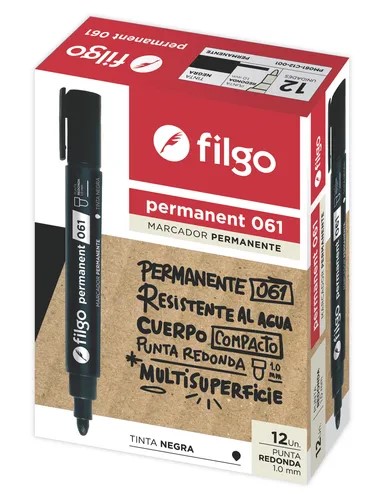 PACK MARCADOR PERMANENTE 061 FILGO P/REDONDA X12